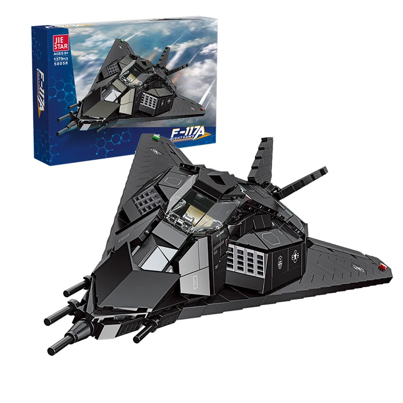 1375pcs Military F-117A Fighter Plane Building Blocks Model MOC Creativity Airplane Bricks Toys for Children Christmas Gift Set