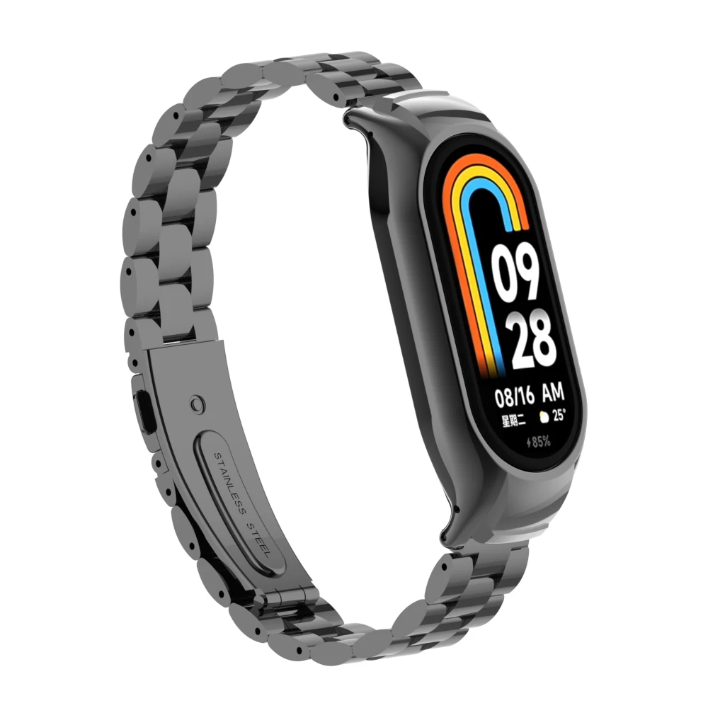 Xiaomi Mi Band 876543用の頑丈なメタルストラップ,ステンレス鋼の保護ケース,345678