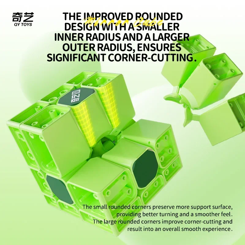 [CubeFun] QiYi ミラー 3x3 マジックキューブ磁気青緑フルステッカープロフェッショナルパズルスピードキューブおもちゃ子供ギフト用