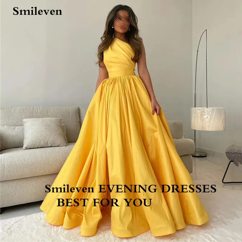 

Smileven Saudi Arabia Formal Evening Dresses A Line Yellow Strapless Prom Party Gowns Robe De Soirée Prom Dress 2023