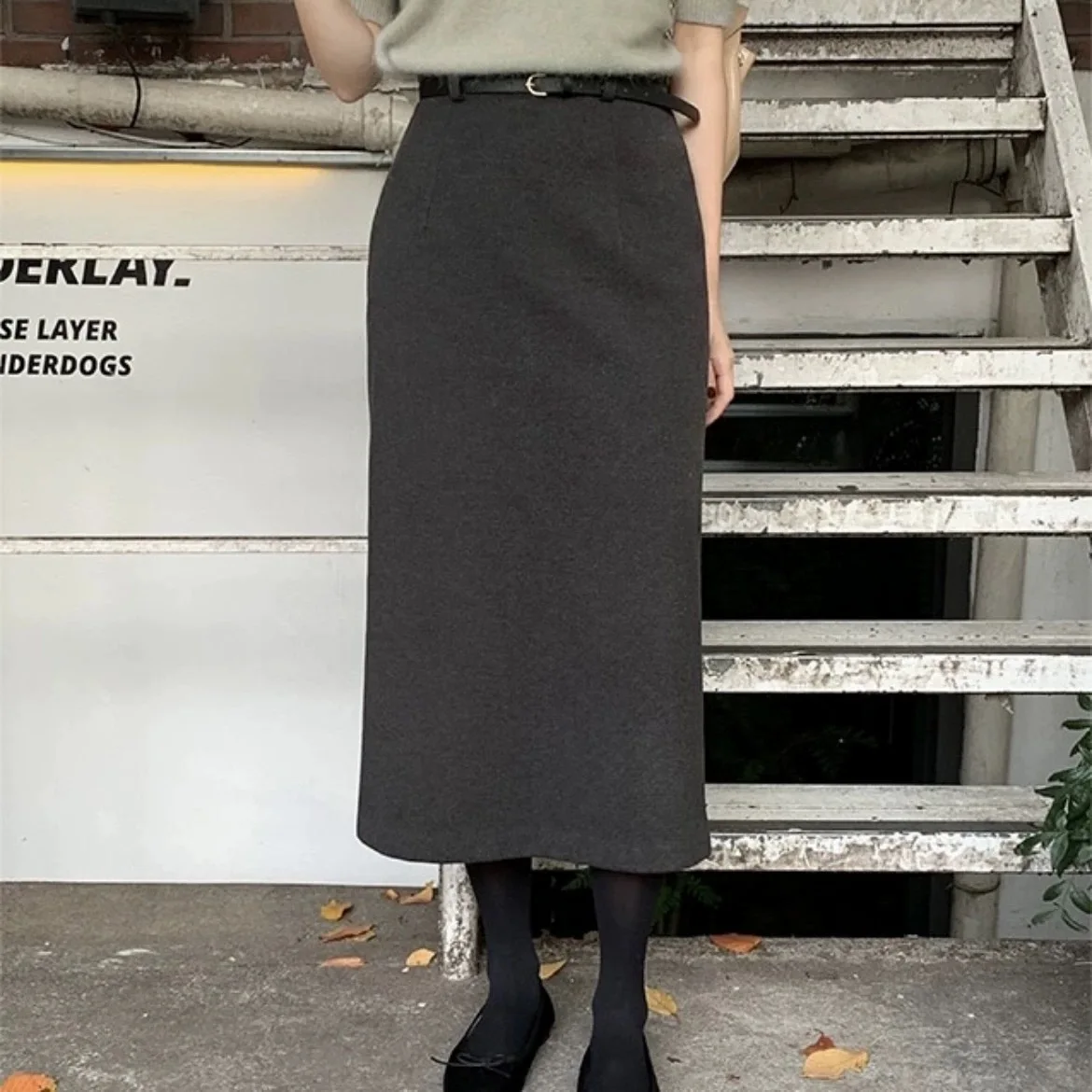 Women's Thick Straight Tube Skirt Commute Suit Skirt High Waist Zipper Design Korean Style Urban Casual Fashion Skirt