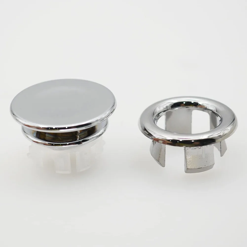 Bathroom Kit Sink Spare Parts Silver 8pc ABS Plastic Basin Chrom Hole Overflow Ring Decorative Household Products