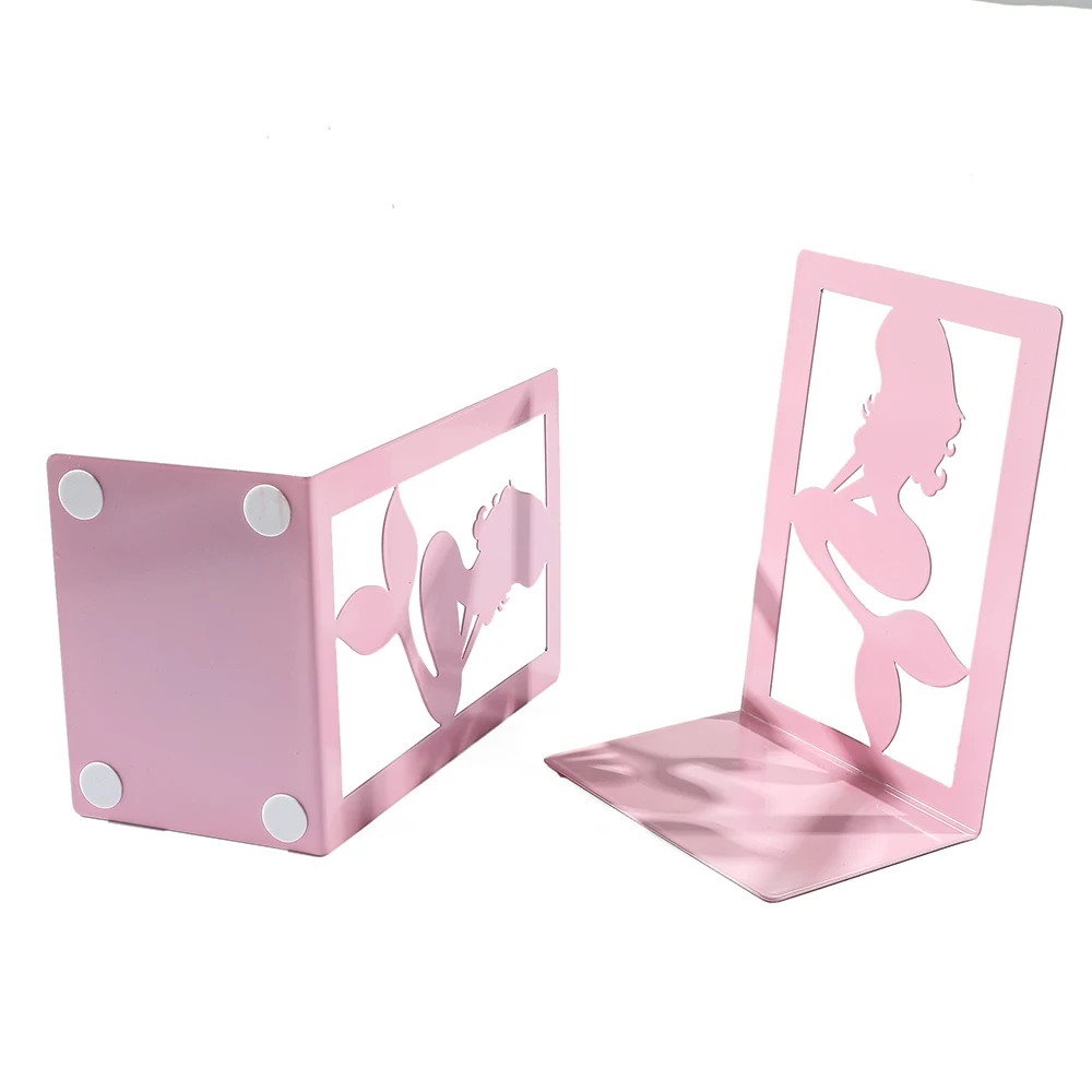 Imagem -05 - Pink Sereia Metal Bookends Bookends Antiderrapantes Pesados Iron Bookend Presente para Amantes de Livros Desktop e Material de Escritório Pcs