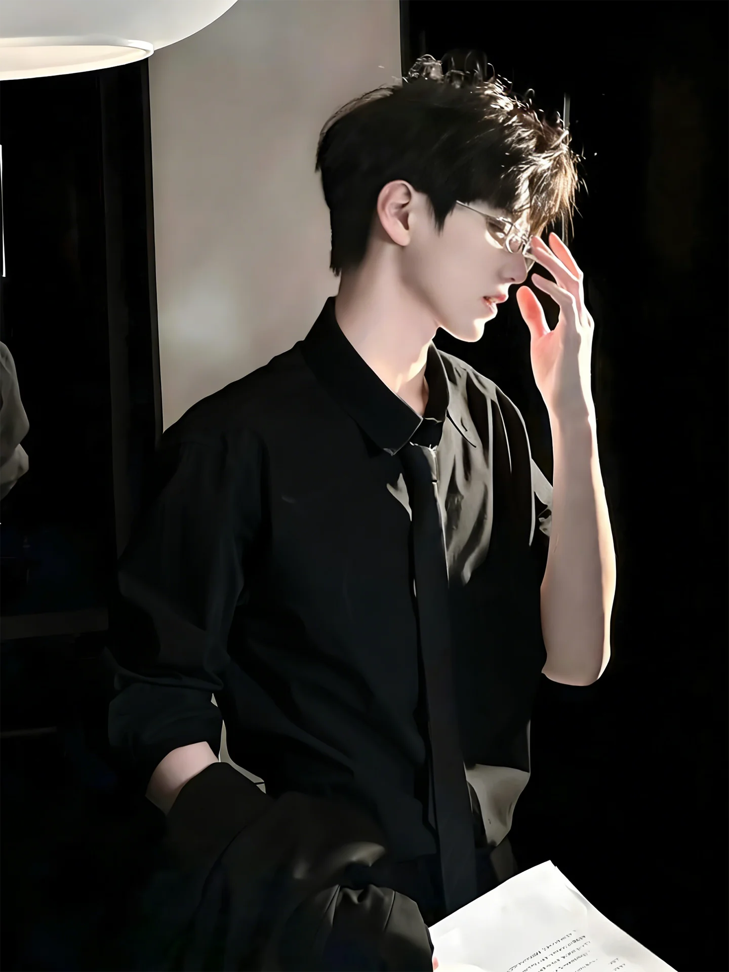 

Bla Long Sve irt for Men Casual Neapolitan Godfather Sle Inner Wear Faionable Loose Fit Spring Season Polyester Blend