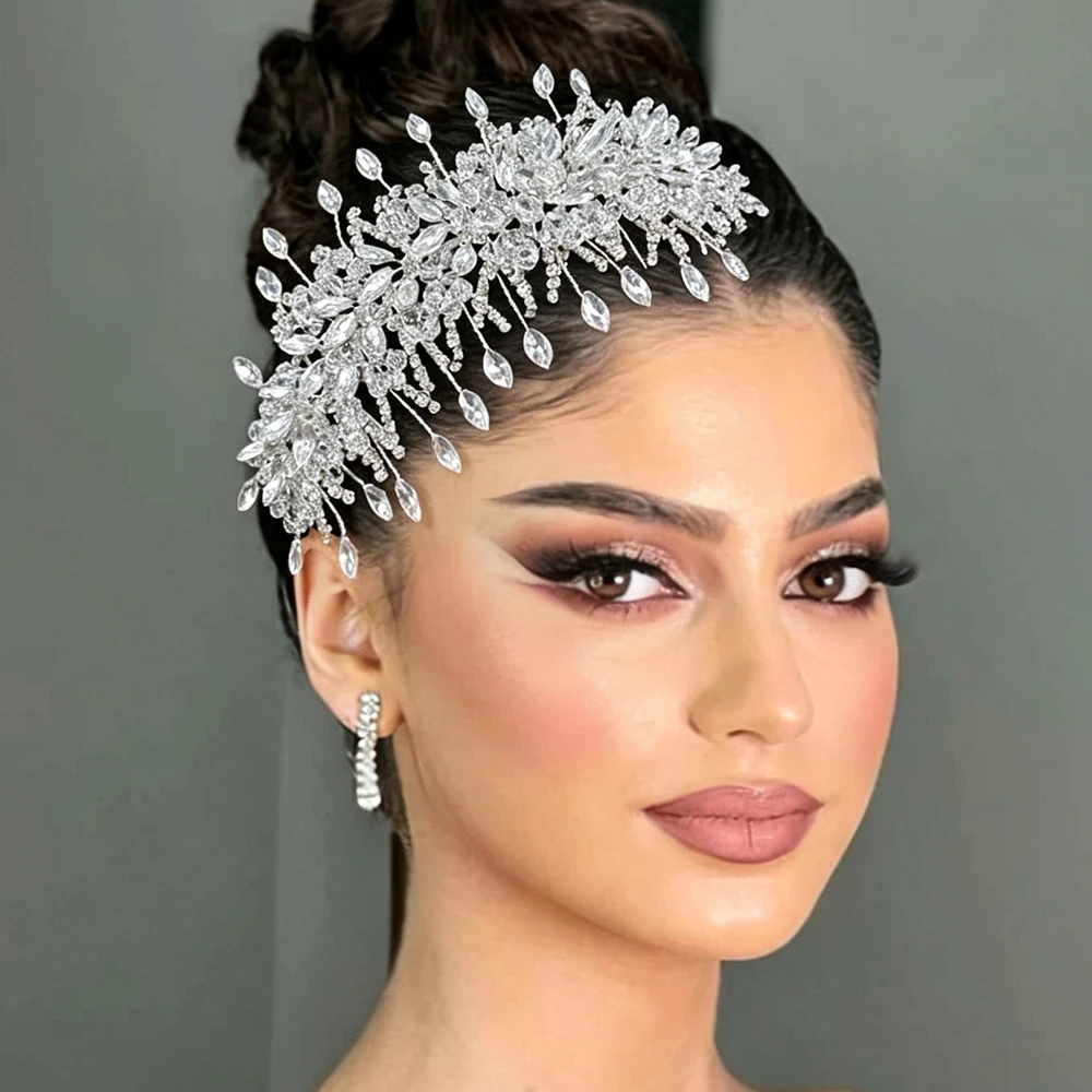 A416 Bridal Tiara Headwear Crystal Wedding Hair Jewelry Bridal Accessories Handmade Prom Headband Hair Piece Bridal Headwear