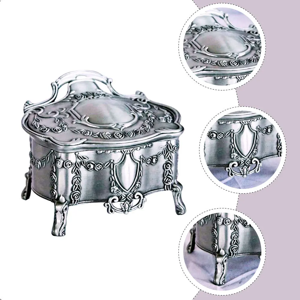 

Retro Embossed Metal Jewelry Box Durable Organizer Jewelry Storage Case for Necklaces Rings Earrings Travel Earrings Box