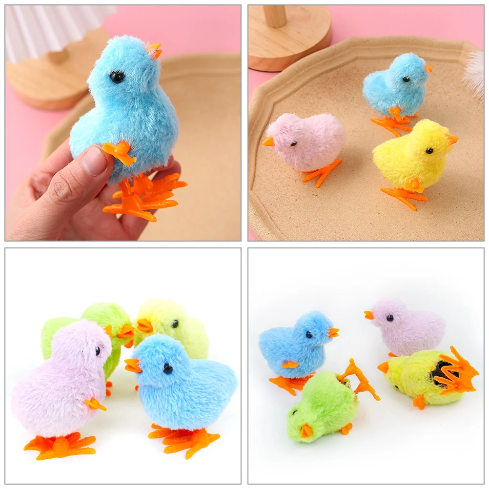 8pcs Easter Wind Up Chicks Toys Easter Basket Stuffers Plush Jumping Chicken Plaything for Pet and Kids