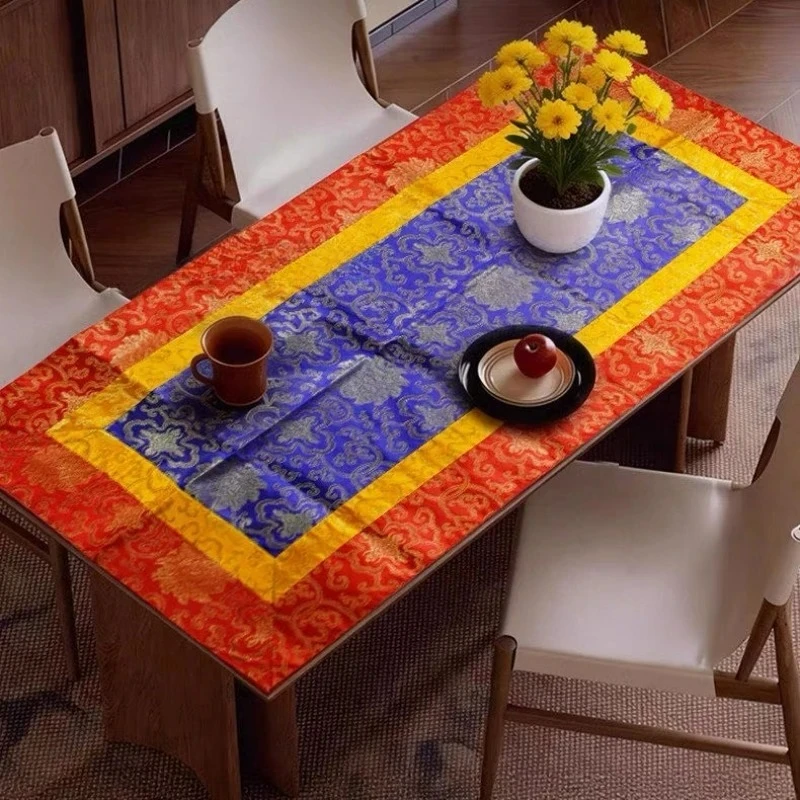 Tibetan-Style Tablecloth Decorative Scripture Mat Fabric Embroidered Rose Guru Offering Tablecloth Dharma Offering Altar Cloth - view 4