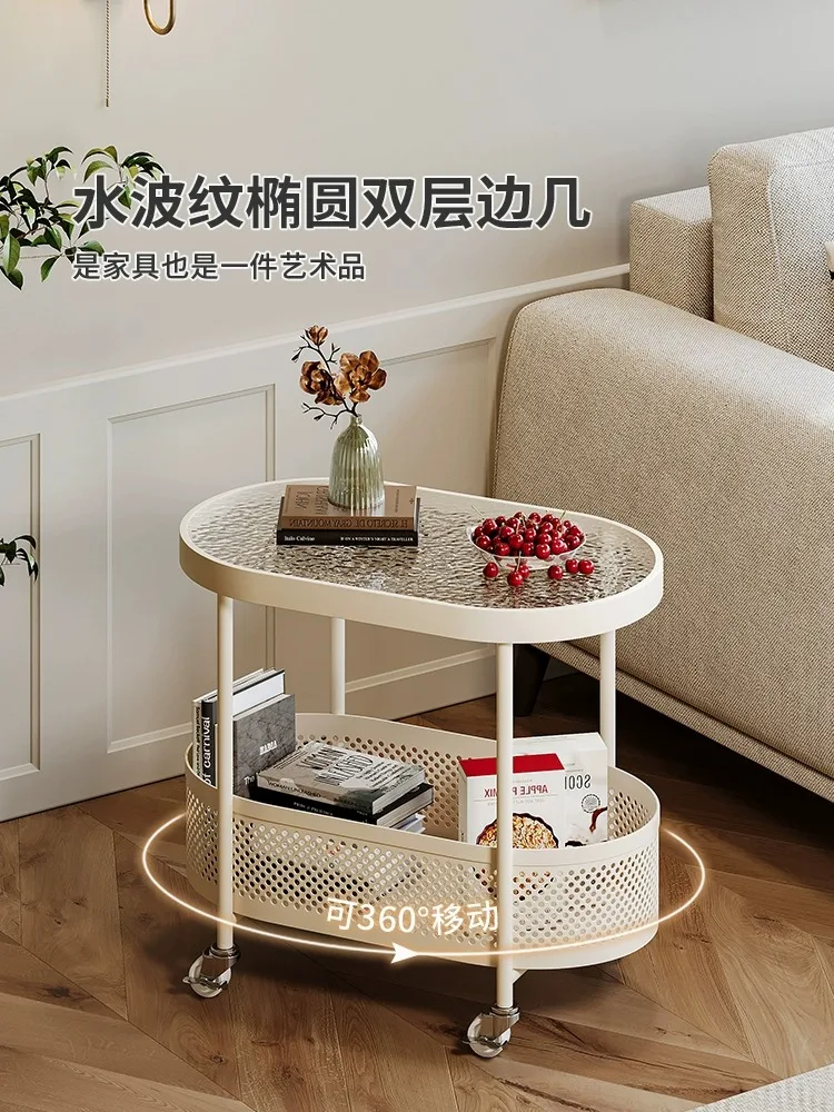 

Wheeled sofa edge few household living room 2025 new model does not occupy a light luxury high sense movable coffee table trolle