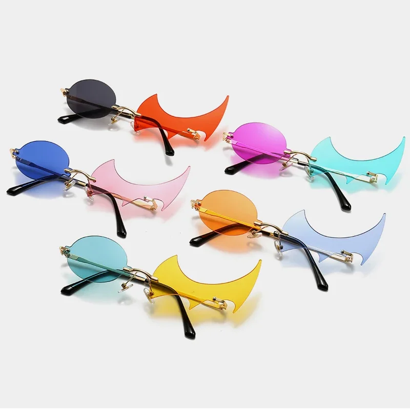Rimless Flame Shaped Sun Glasses Women\'s Men’s Party Photo Props 4 Pairs Amazon.com: YOJUED Fire Flame Sunglasses Rimless Wave  main image 4