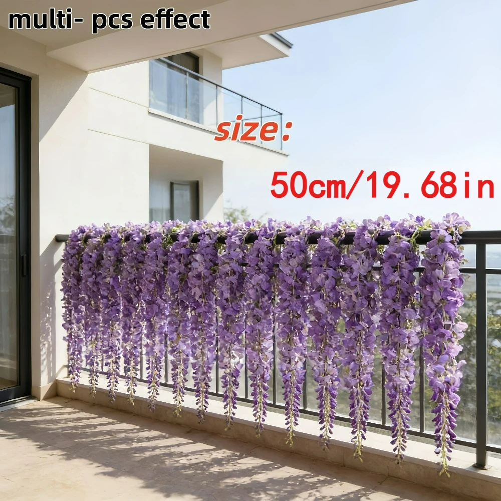 30 Stück Stilvolle und Romantische Künstliche Lila Glyzinien-Blumen für Garten, Hochzeit, Innenhof und Heim-Vasen Blumenarrangements – Detail 5