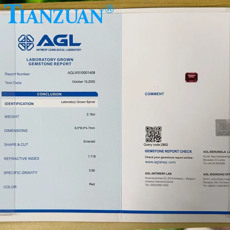 

Red Color Lab Grown Spinel Rectangle Shape Emerald cut Clear Spinel Loose Gems for Jewelry Making with AGL Certificate