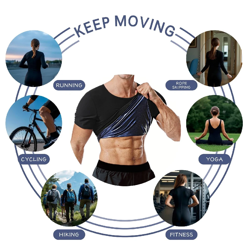 1PCS 5X Sweat Sauna Shirt for Men, Short Sleeve Compression Shapewear, Slimming Body Shaper Top for Belly Fat & Chest Toning image 6