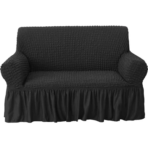 Bogda Gossamer Seat Sofa Cover Set Stretch Fitted Skirted Seat Sofa Cover (3kişilik) Set Black