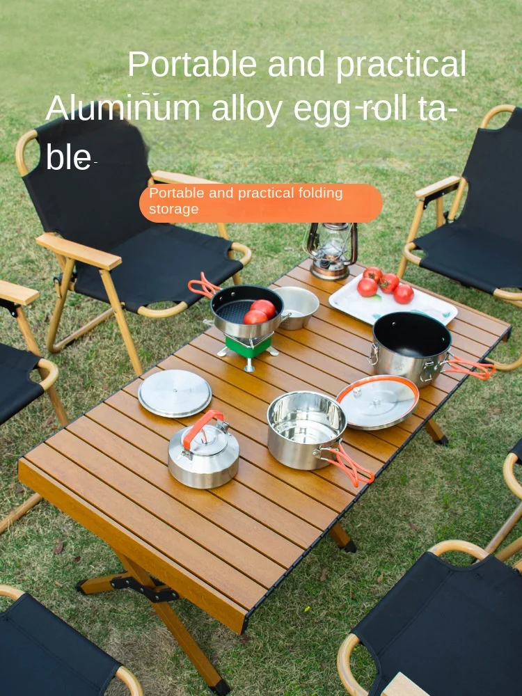 

Upgraded Aluminum Alloy Outdoor Folding Table Portable Camping Furniture Roll Egg Table