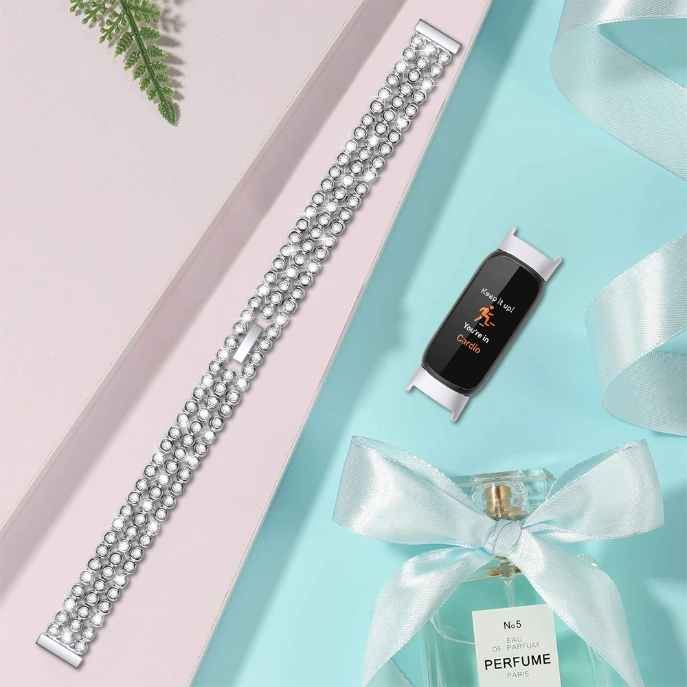 สายนาฬิกาสําหรับ Fitbit Luxe Band เพชรโลหะสมาร์ทวอท์ชสายรัดข้อมือสายนาฬิกาสําหรับ Luxe สายนาฬิกาอุปกรณ์เสริม