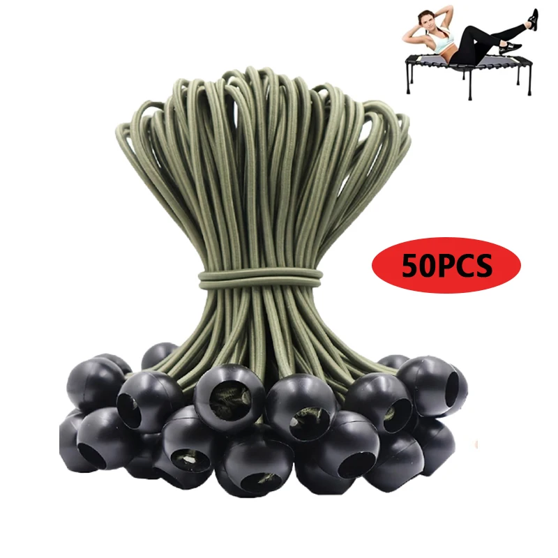 50 Stück Bungee-Bälle, elastische Planen-Spanngurte, robuste Befestigungsseile für Planen, Fahnenmasten, Bootsstangen, für Outdoor-Camping-Zubehör