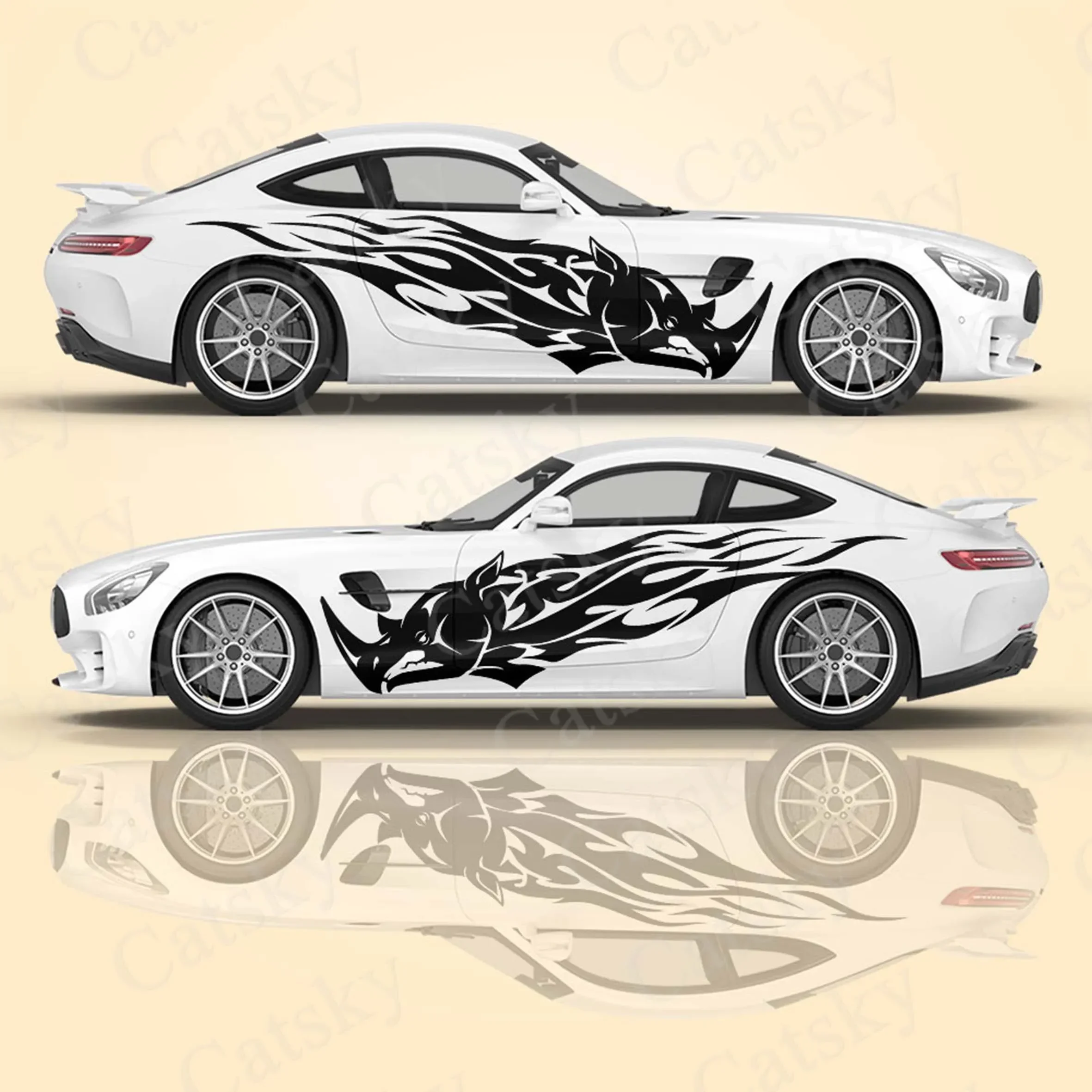 Animal Shark 2pcs Car Sticker for Universal Large Auto Decal for Univers, Car Stickers on The Left and Right Side Decoration