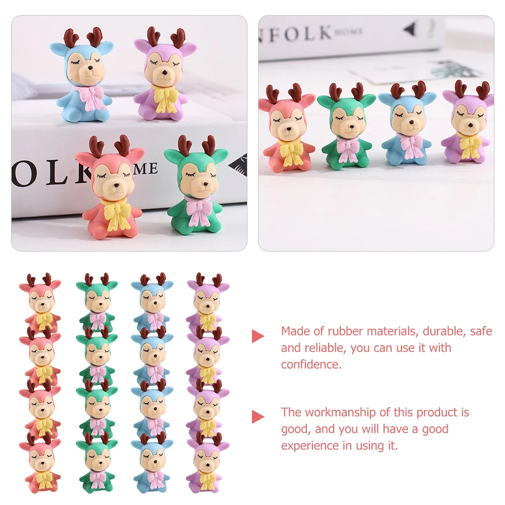 

24pcs Creative Rubber Erasers Cute Cartoon Animal Shapes for Kids School Supplies Students Desk Stationery Gifts