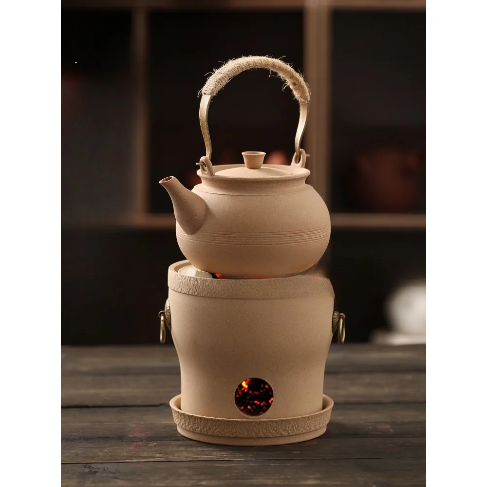 Chaoshan Coarse Pottery Charcoal Stove, Wind Stove, Tea Cooking Set, Small Fire Stove, Anti scalding Hand Boiling Water Pot Set,