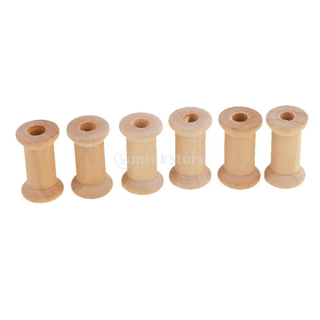 20 Wholesale Wooden Empty Thread Spools Bobbins Spools Cylinder Craft Ends For