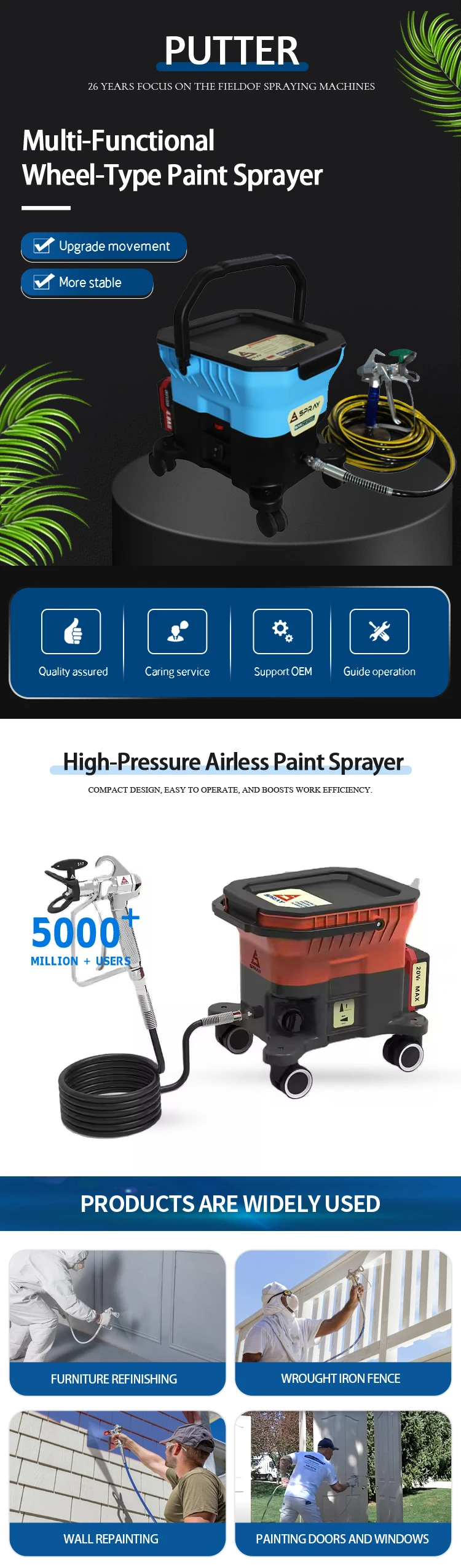 Multi-Functional Wheel-Type Paint Sprayer for Latex and Emulsion