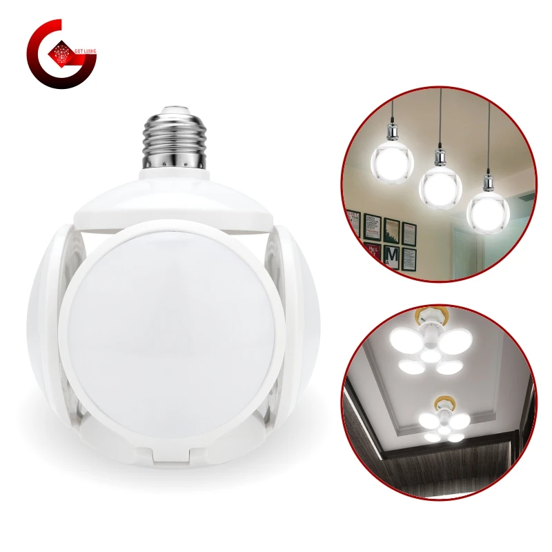 Bombilla LED plegable, foco de luz blanca fría, 40W, E27, 360 grados, CA 220V