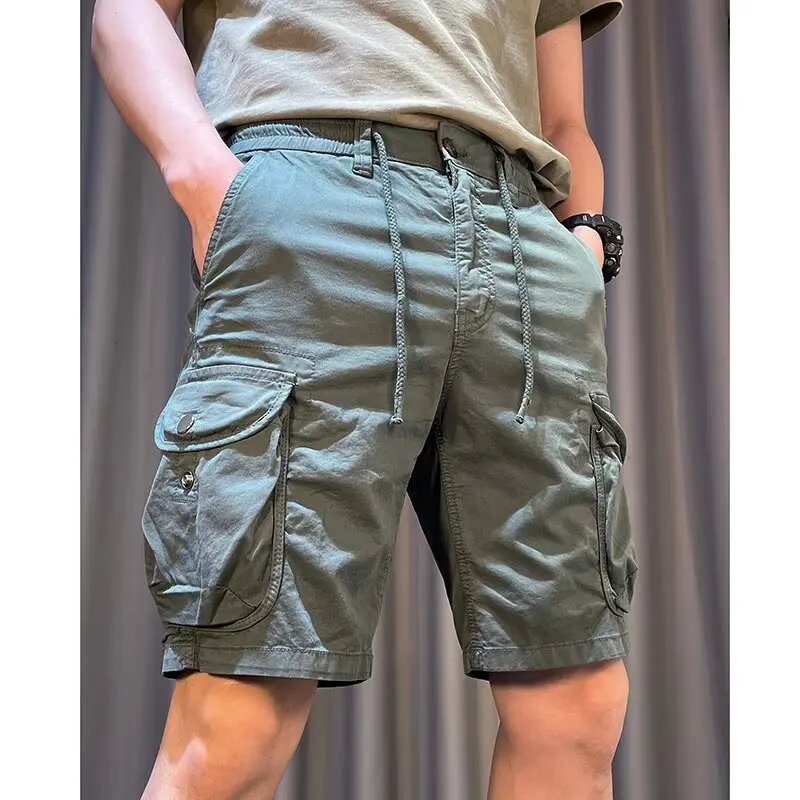 

Big Pocket Men's Cargo Shorts Casual Work Pants Loose Fit High Street Short Pants Clothing Drawstring Sports Male Outfit Shorts