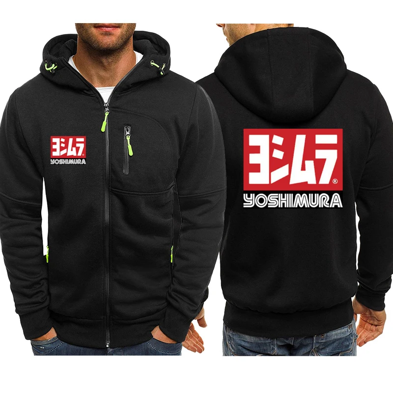 Hoodies Men Jacket Yoshimura Japan Print Casual HipHop Harajuku Hooded Sweatshirts Mens Zipper Jacket Man Hoody Clothing