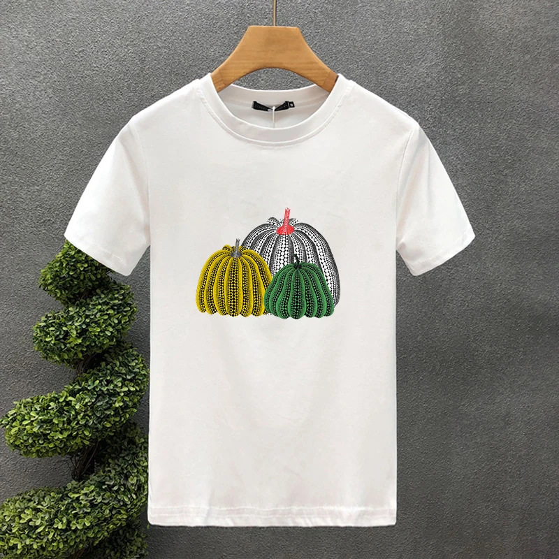 Luxury Brand Pumpkin 100% Cotton High Quality Printing Couple Tees Summer Harajuku For Men/Women Short Sleeve T-shirt Asian Size