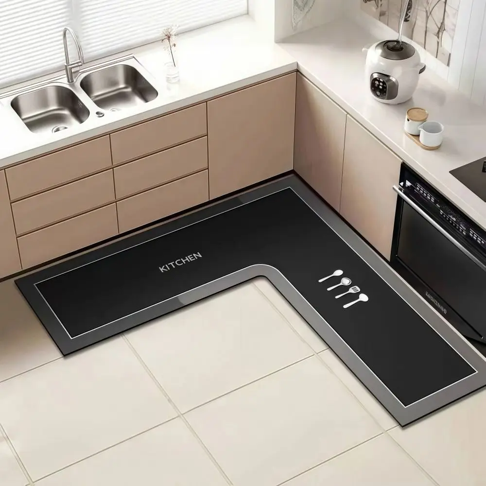 Luxury L-Shaped Kitchen Corner Carpet Anti-slip Washable Kitchen Rug Stain-resistant Oil-resistant Bathroom Mat For Home Corner