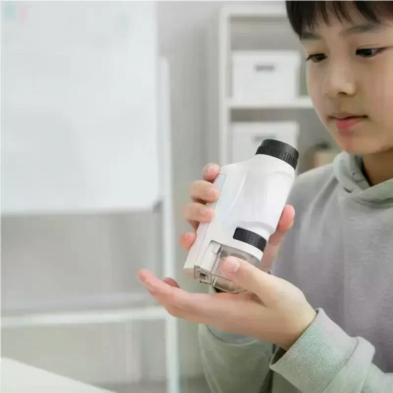Kids Portable Handheld Microscope 60X To 120X Zoom With LED Light Adjustable Focus For Science Learning Outdoor Exploration