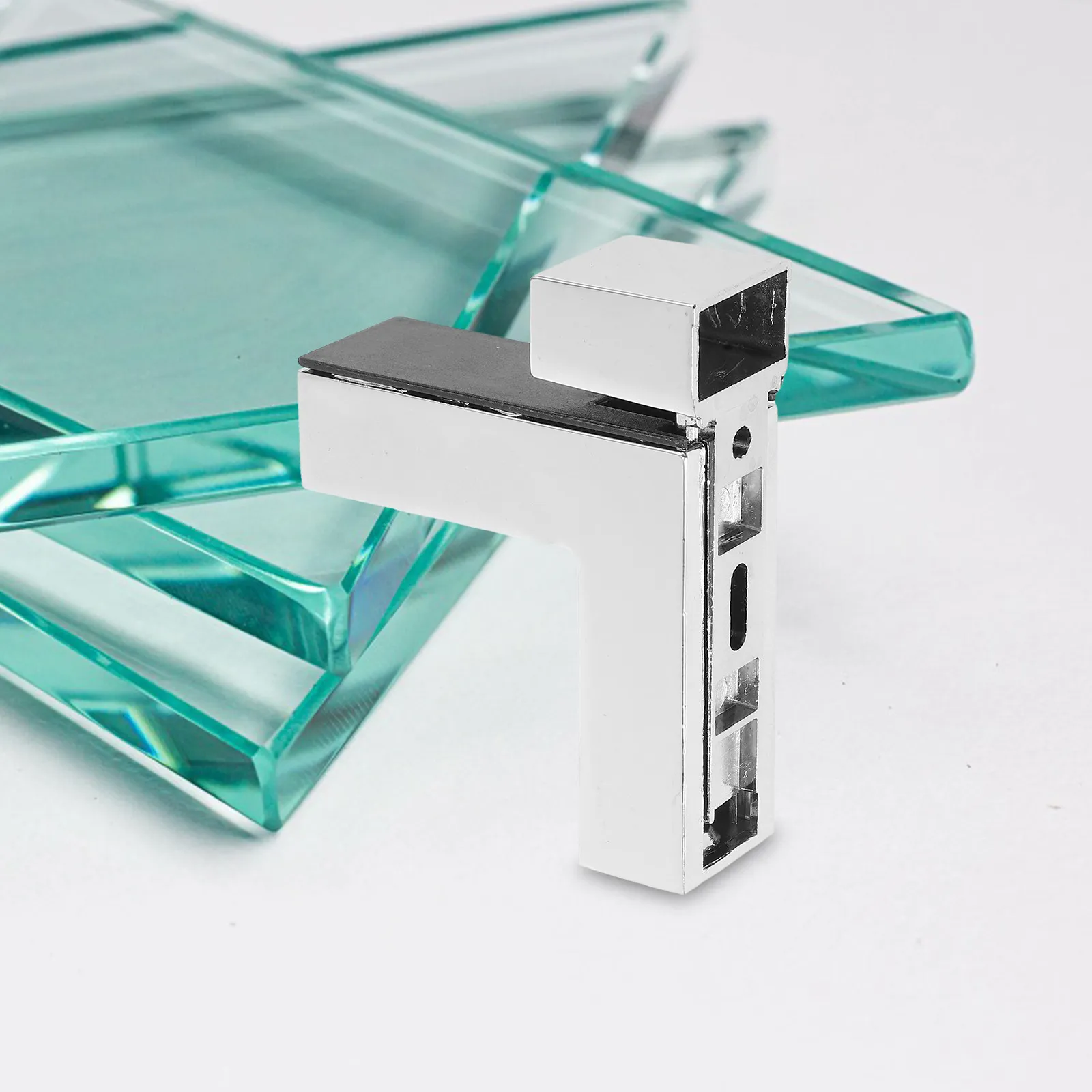 F-Shape Adjustable Shelf Support for 8–30mm Glass & Wood Shelves – Easy Install, Disassemblable, Polished Finish