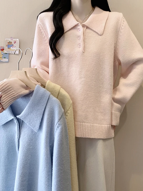 

plus Size Women's Knitted Thi Long Sve Collared Sweater Comfortable Warm Autumn Winter Faion Casual Versatile Slimming...