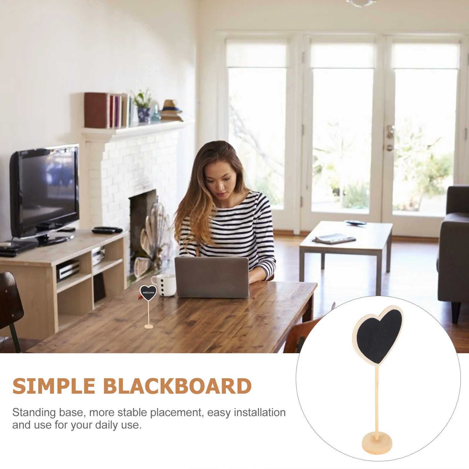 

Wooden Message Board Heart Shape Mini Blackboard Sign for Events Catering Menu Display Chalkboard Plate Table Decoration