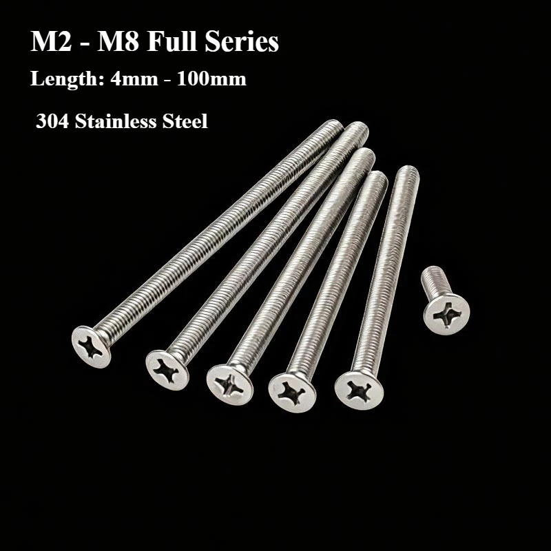 

Phillips Flat Head Machine Screws 304 Stainless Steel KM Countersunk Bolt for Furniture Electronic Repair Hardware Accessories