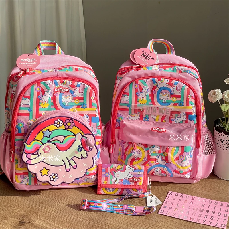 

Genuine Australian Smiggle Schoolbag Pink Pony Medium Children'S Schoolbag Water Cup Retractable Pen Bag Students' Supplies Gift