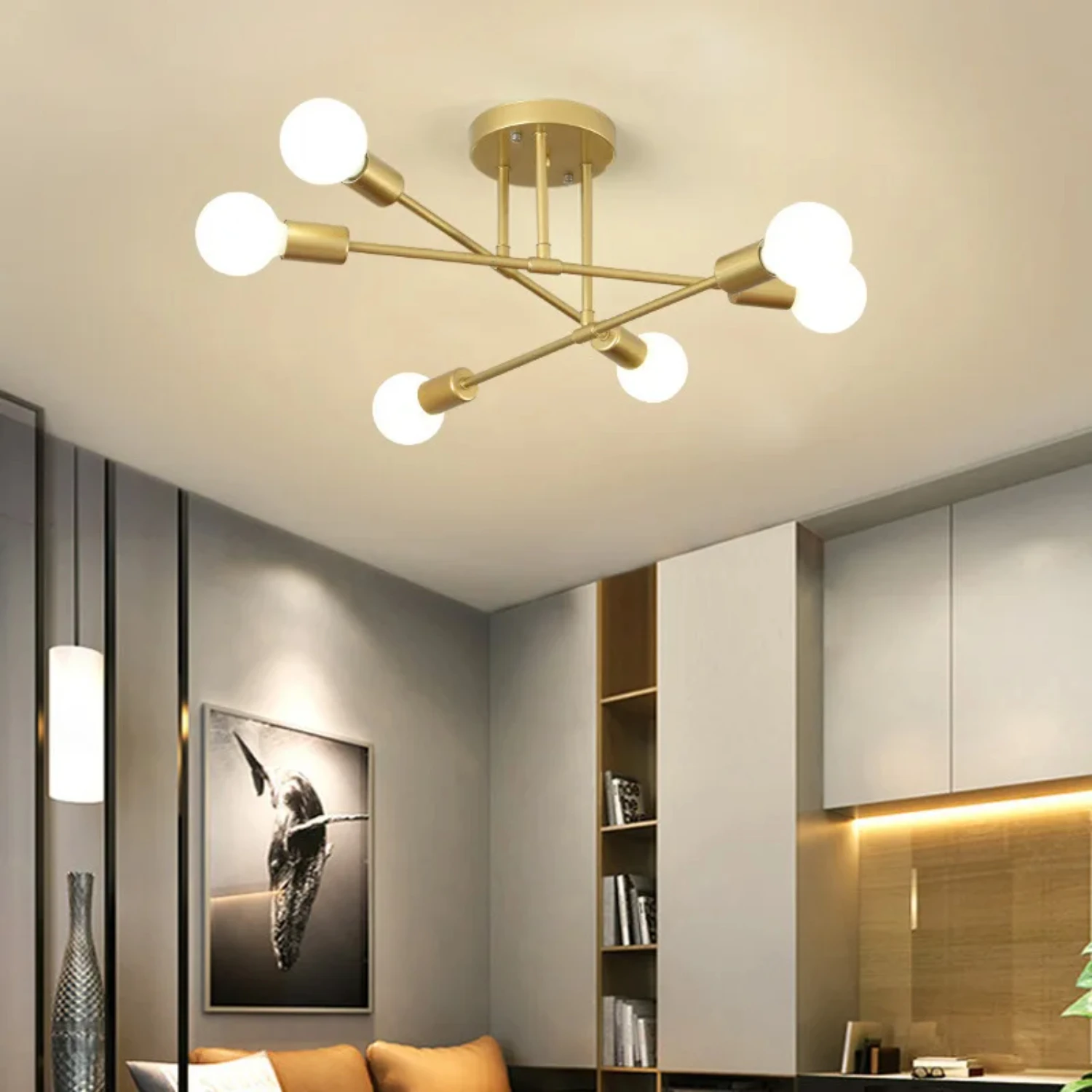 Modern Minimalist Chandelier Nordic E27 Ceiling Lamp - Gold Black White Fixture