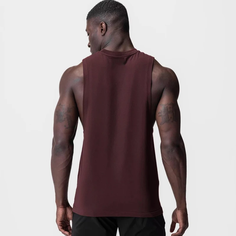 Men's Sports And Fitness Vest Ice Sensitive Elastic Solid Color Round Neck Sleeveless T-shirt Running Dancing Top Printed Logo