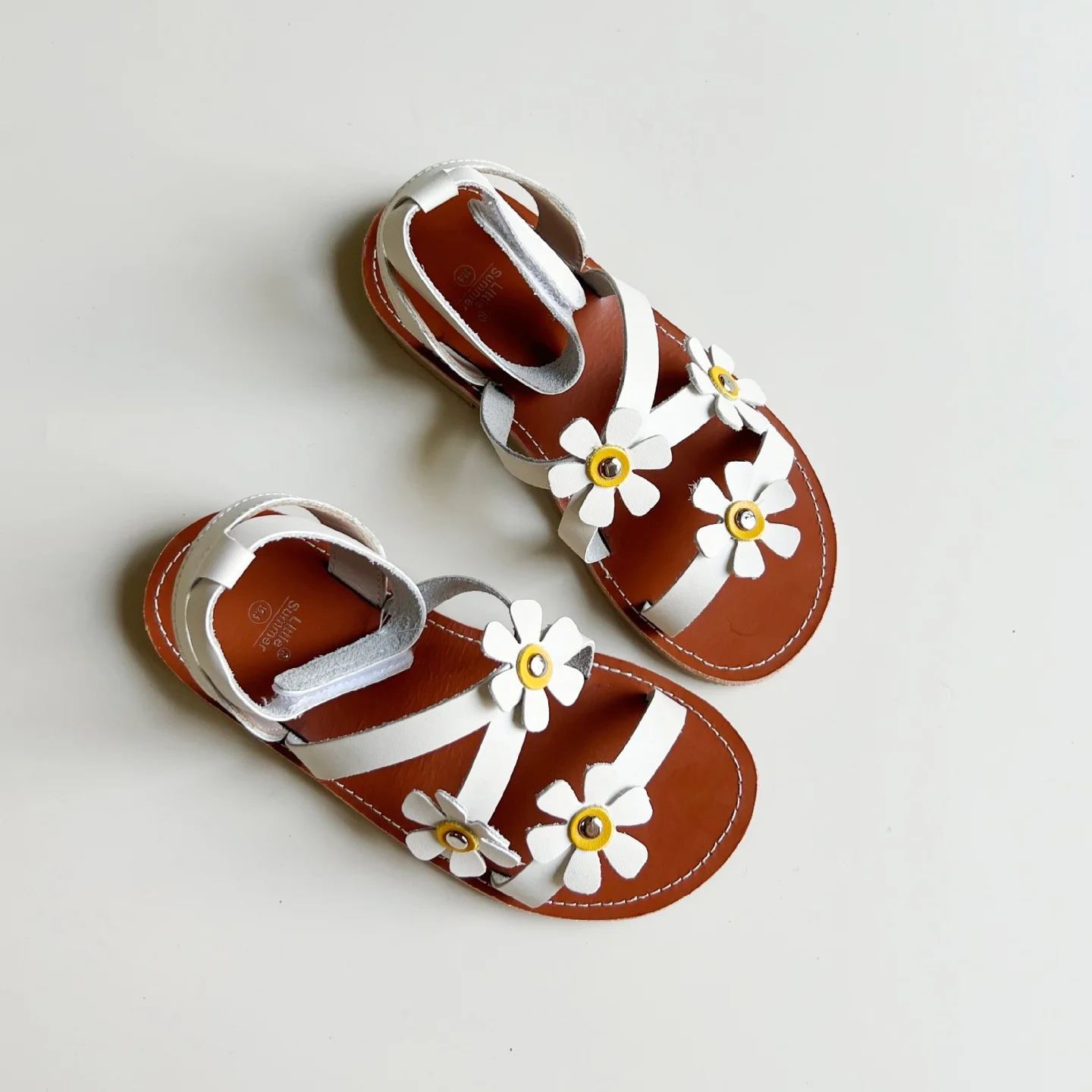 Genuine Leather Sweet Flowers Baby Girl's Garden Sandals Non Slip Quick Dry Open toes Children's Fashion Sandals Vacation shoes