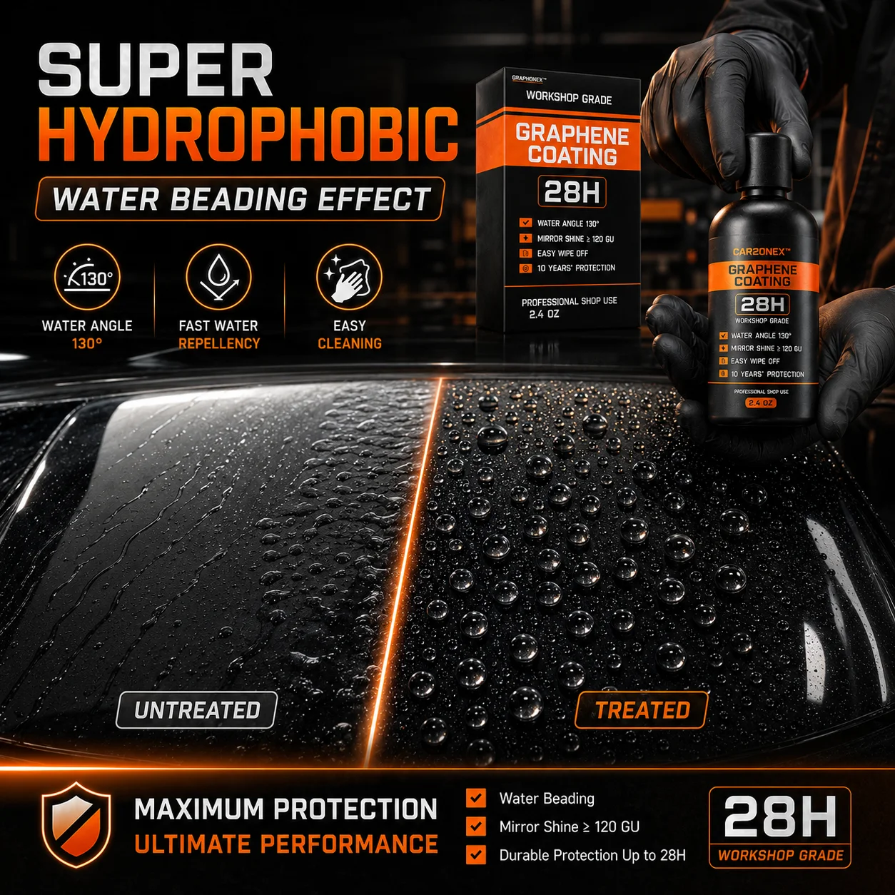 2026 Graphene Ceramic Coating with Self Healing and UV Track Technology Car Detailing Professionals 10+ Years of Protection