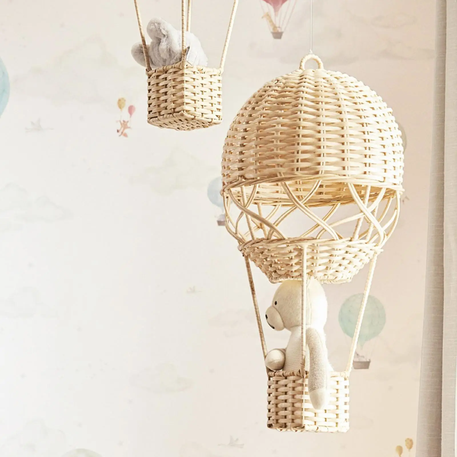Handmade Rattan Woven Hot Air Balloon Kids Room Decoration Photography Props Nordic Wall Hanging Ornaments Rattan Woven Pendant