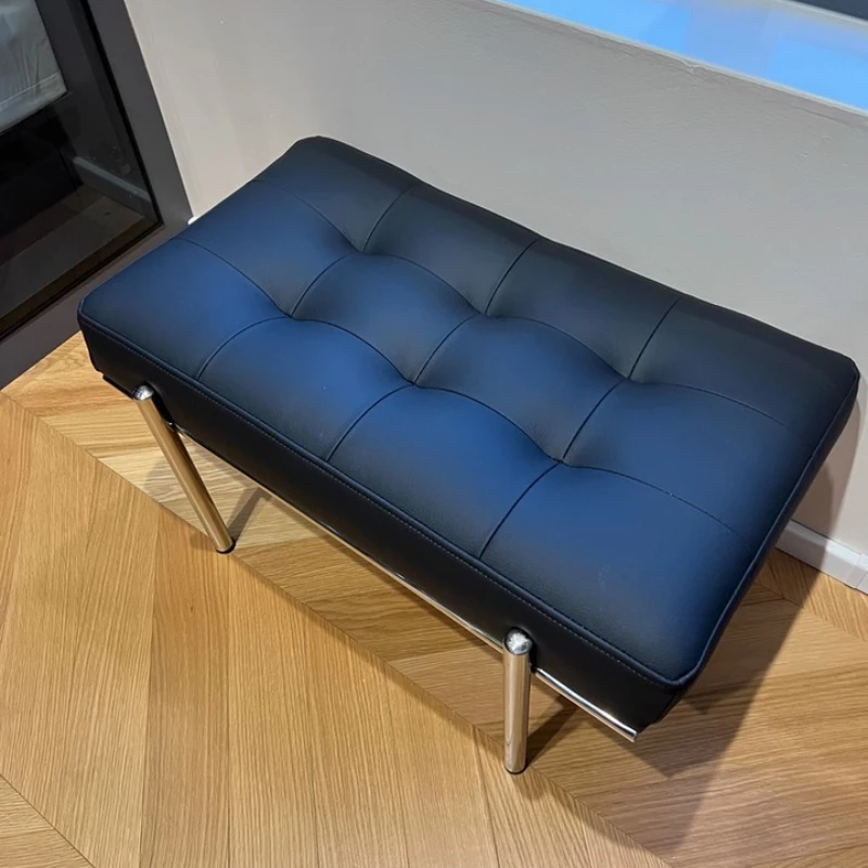 

Nordic Stainless Steel Bed Bench Minimalist Bedroom Stool Bauhaus Entryway Ottoman Upholstered Long Shoe Bench for Dressing Room
