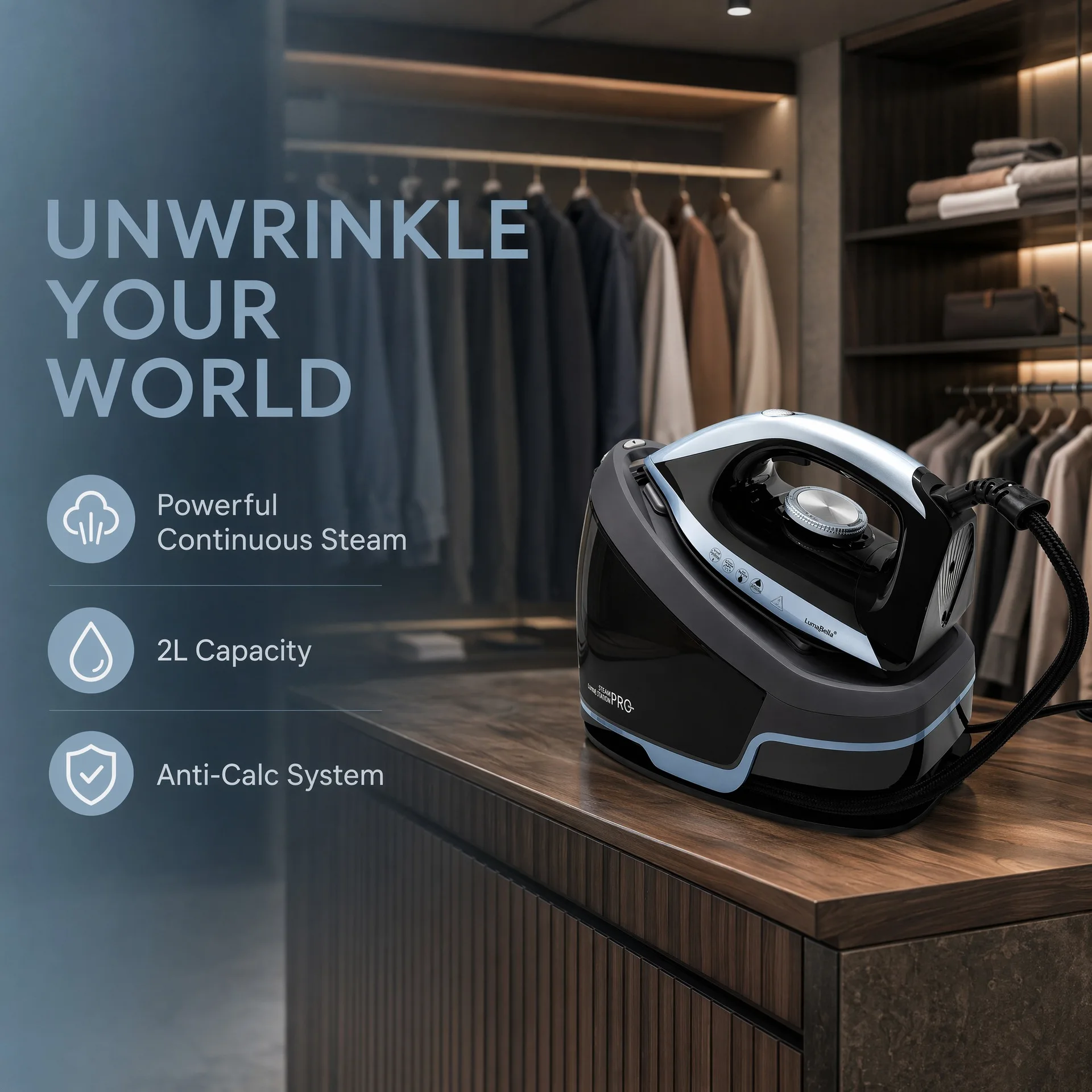 New High-Power 2600W Electric Iron Split-Type Steam Iron 2L Water Tank Pressure-Activated Garment Steamer