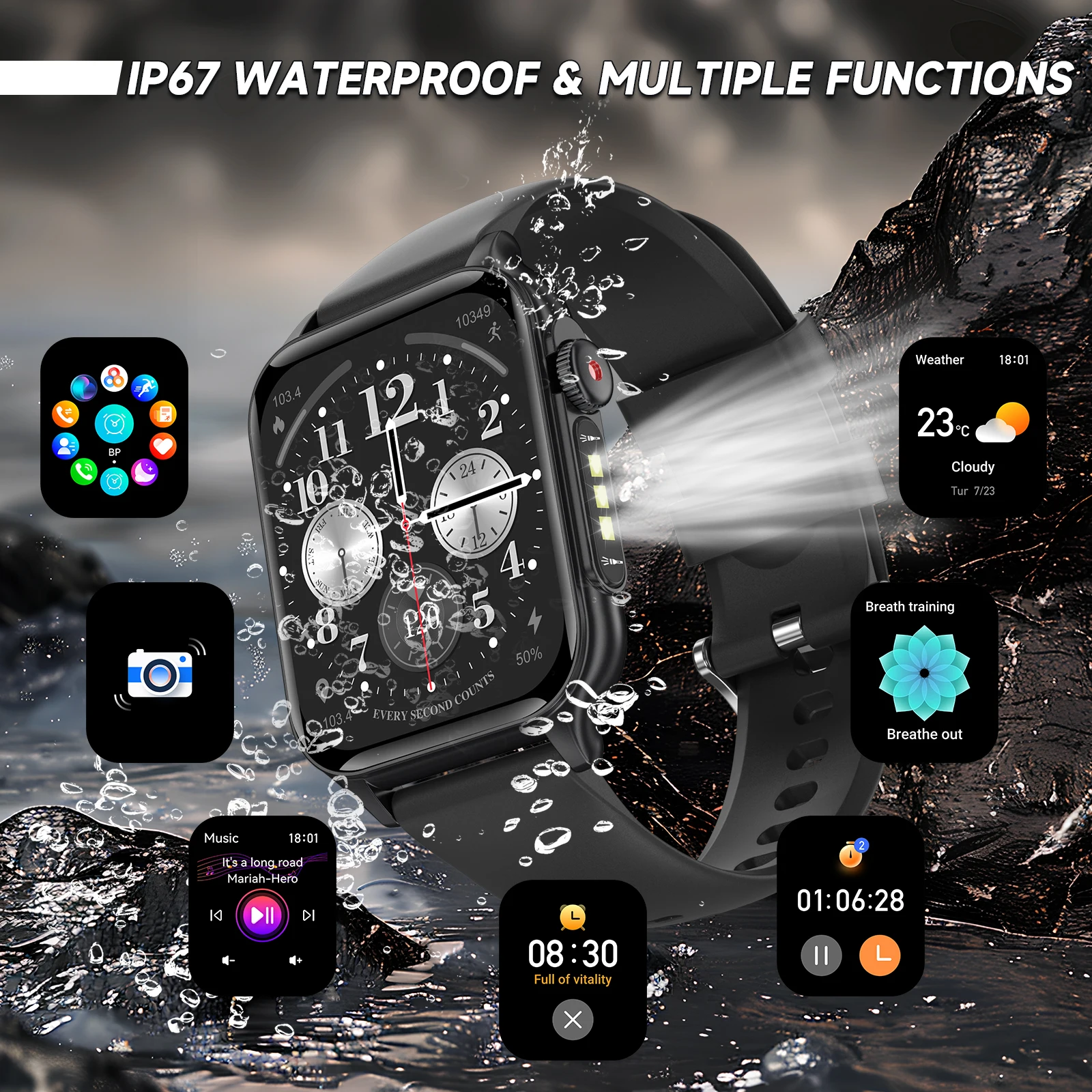 

2026 New Outdoor Sports Smart Watch 1.96 inch 240 * 286 Bluetooth Call Heart Rate Monitoring AI Voice GPS Trajectory Smartwatch