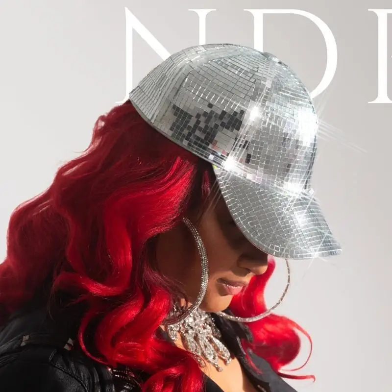 652F الترتر مرآة قبعة ديسكو كرات حزب الرقص قبعة بريق دي جي قبعة لقضبان النادي الليلي