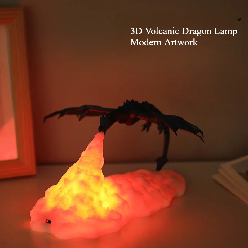 3D Printed Fire Dragon Ice Dragon Unique Novelty Gift Electronic Creative Product Figurine LED Night Light