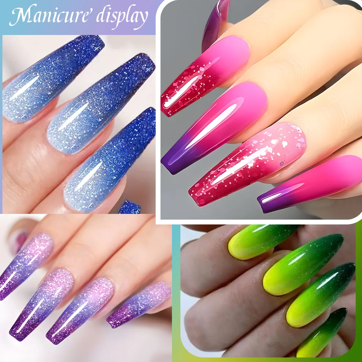 VOKY 6-Piece Set of Temperature-Changing Nail Glue Kit, UV/LED Curing, Suitable for Girls' DIY at Home Nail Salon