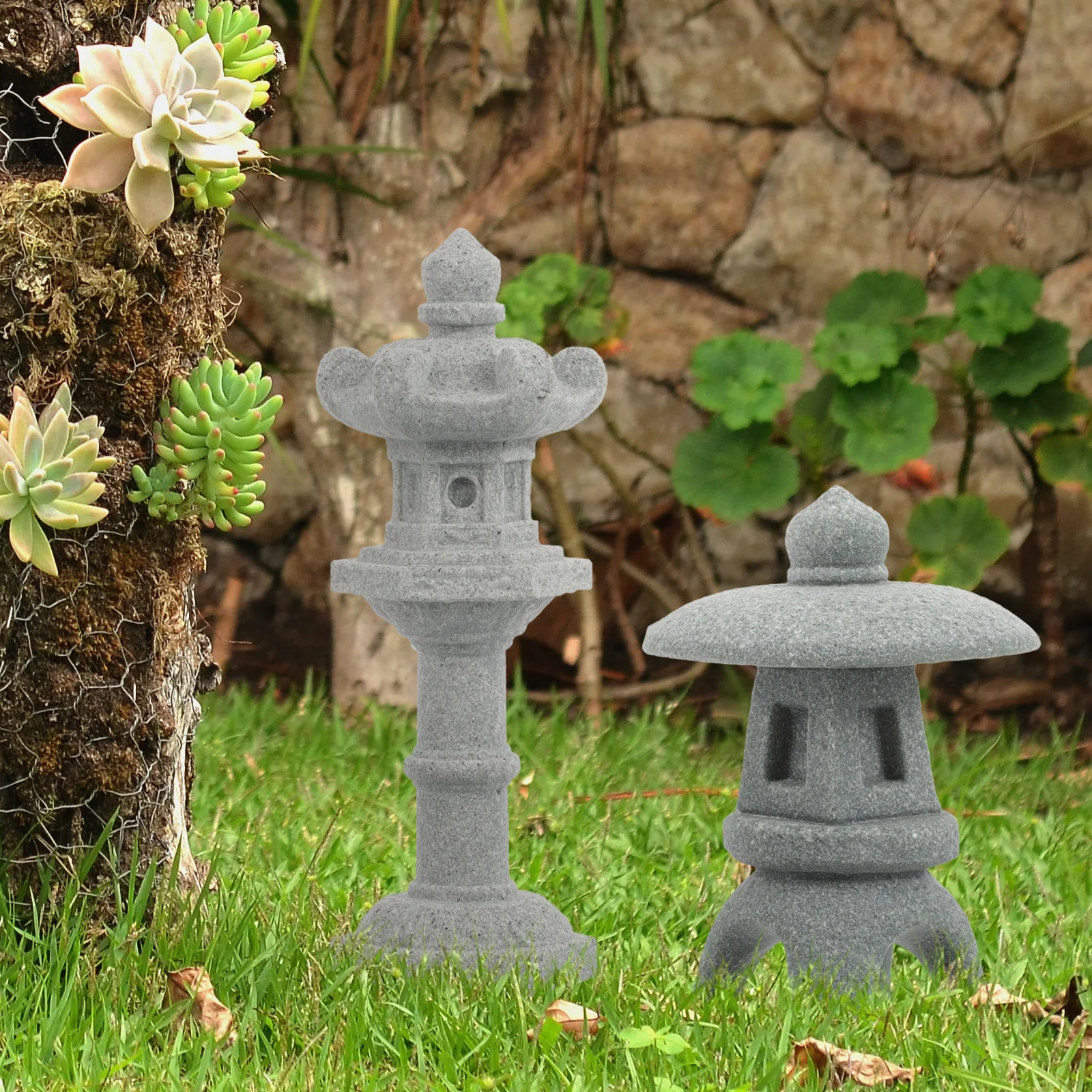 

3 Pcs Fish Tank Micro Landscape Ornament Outdoor Decoration Resin Pagoda Lantern Statue