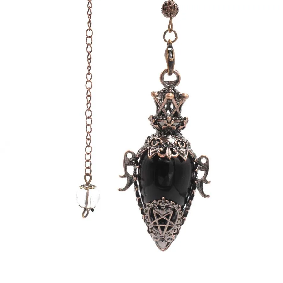 Kristall Quarz Pendel zum Wünscheln Weissagung große Naturstein Anhänger Pendel Amethyste rosa Quarz rosenquarz tigerauge opal Obsidian Pendel edelstein anhänger heilsteine amulett edelsteine kristall x202 – Detail 6